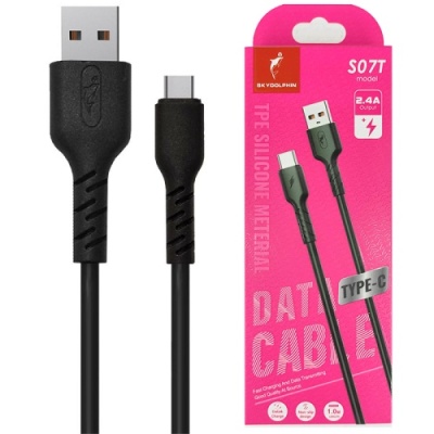 кабель skydolphin s07t tpe high elastic line usb - type-c 2.4a/1m (чорний) 
