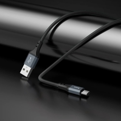 кабель hoco x86 silicone usb - type-c 3a/1m (чорний) 