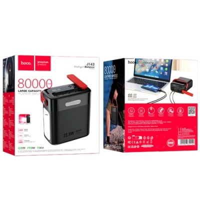 додаткова батарея power bank hoco j143 title 22.5w+pd20w 80000 mah (чорний) 
