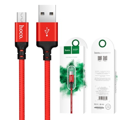 кабель hoco x14 times speed usb - microusb 2.4a/1m (червоно-чорний) 