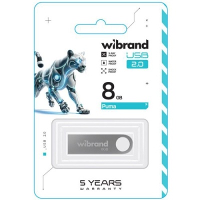 usb флеш-накопичувач wibrand 8gb puma (срібло) 