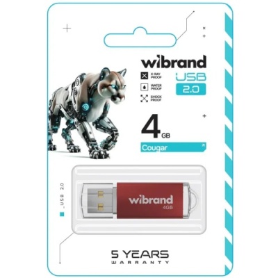 usb флеш-накопичувач wibrand 4gb cougar (червоний) 