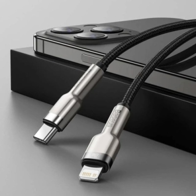 кабель baseus cafule metal (pd) type-c - lightning pd20w/0.25m (catljk-01) (black) 