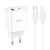 Мережевий Зарядний Пристрій Hoco C80A Plus 1USB/18W/QC3.0 + 1Type-C/20W/PD + (Type-C - Lightning) (Білий) мережевий зарядний пристрій hoco c80a plus 1usb/18w/qc3.0 + 1type-c/20w/pd + (type-c - lightning) (білий)