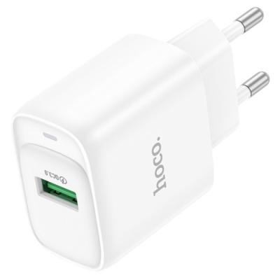 мережевий зарядний пристрій hoco c140a 1usb/18w/qc3.0 (білий) 