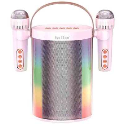 портативна колонка-караоке earldom et-a32 bt5.1 /2 karaoke microphones/rgb lights pink 