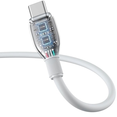 кабель baseus pudding series fast charging cable type-c - type-c 100w/1.2m (p10355702221-00) (white) 