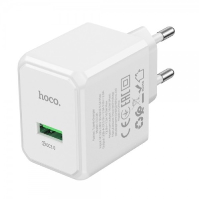 мережевий зарядний пристрій hoco cs12a 1usb/18w/qc3.0 (білий) 