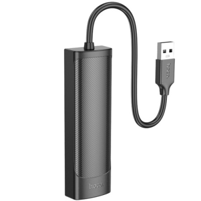 usb hub hoco hb41 easy 4-in-1 converter (usb to usb2.0*4) 0,2m. black 