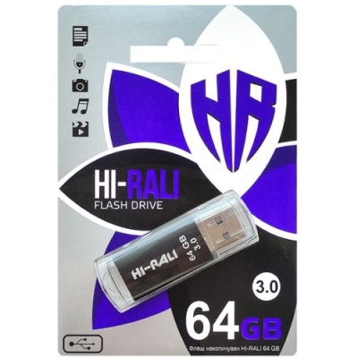 usb флеш-накопичувач hi-rali rocket 64gb 3.0 (чорний) 