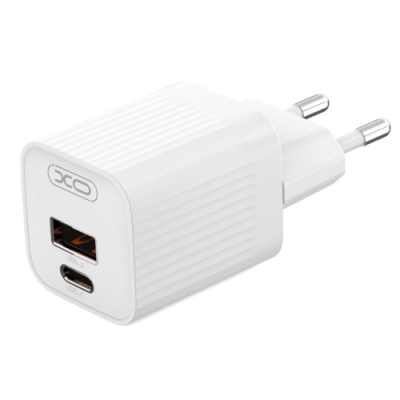 мережевий зарядний пристрій xo l149 1usb/18w/qc3.0 + 1type-c/30w/pd + (type-c - type-c) (бiлий) 