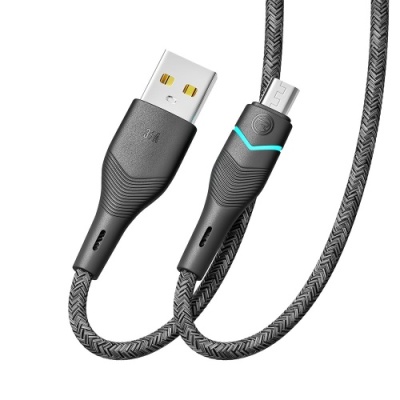 кабель ridea rc-rl15 rgb light usb - microusb 3a 1.2m (чорний) 