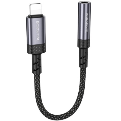 перехідник borofone bv24 lightning(male) to 3.5mm(female) 0.15m (сірий) 