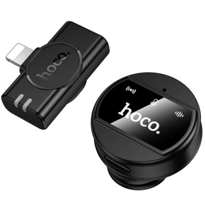 мікрофон петличний бездротовий hoco l21 lightning (чорний) 