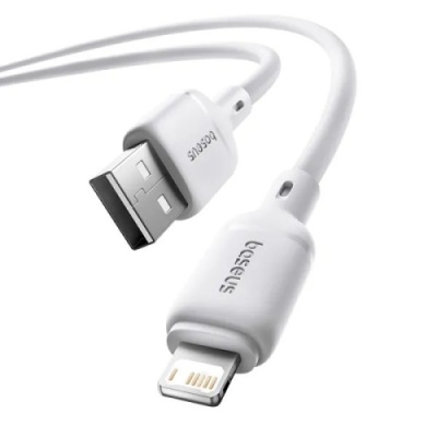 кабель baseus silky series fast charging usb - lightning 2.4a/1m (p10377702213-00) (white) 