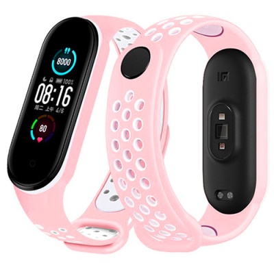 ремінець для xiaomi mi band 5/6/7 (sport) light pink/white 