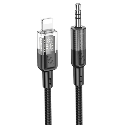 кабель aux hoco upa27 3.5mm(male) - lightning(male) 1.2m (чорний) 