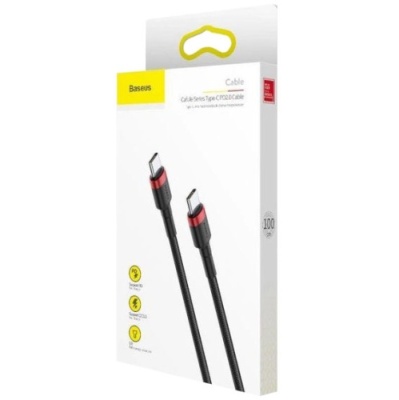 кабель baseus cafule type-c - type-c 60w/1m (catklf-g91) (black-red) 