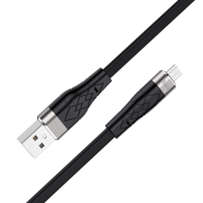 кабель hoco x53 silicone usb - microusb 2.4a/1m (чорний) 