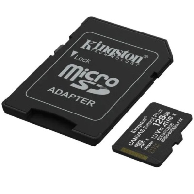 карта пам'яті microsdxc (uhs-1) kingston canvas select plus gen3 128gb class 10 а1 (r-150mb/s) (adapter sd) 
