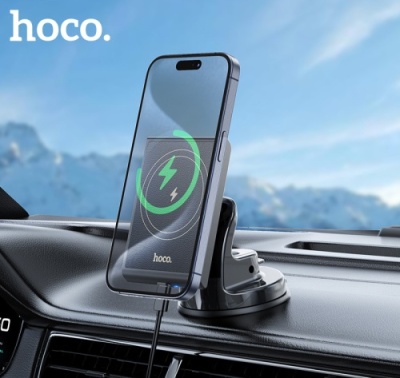 Автотримач Hoco HW20 з безпровідним зарядним пристроєм (Чорний)