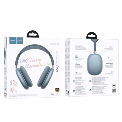 бездротові навушники накладні hoco w65 plus 45h happy anc (blue) 