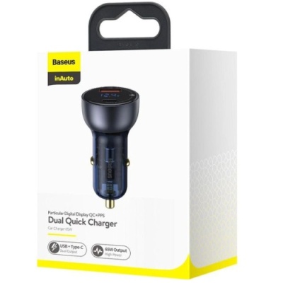 Автомобільний Зарядний Пристрій Baseus Particular PPS (CCKX-C0G) 1USB/30W/QC4.0 + 1Type-C/65W/PD (Dark Grey)