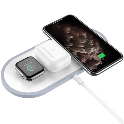 безпровідний зарядний пристрій hoco cw24 3in1 (phone+watch+airpods) (білий) 