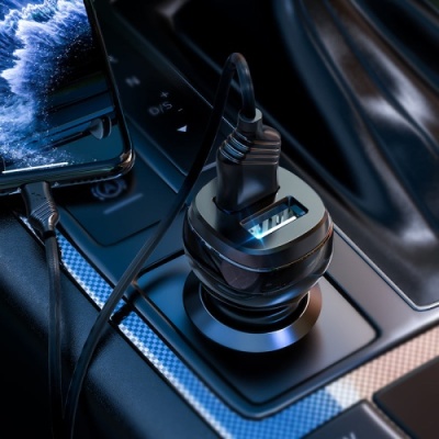 Автомобільний Зарядний Пристрій Hoco Z40 2USB/2.4A + (USB - Lightning) (Чорний)