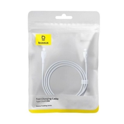 кабель baseus pudding series fast charging cable type-c - lightning 20w/1.2m (p10355701221-00) (white) 