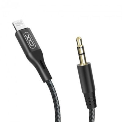 кабель aux xo nbr155a 3.5mm(male) - lightning(male) 1m (чорний) 