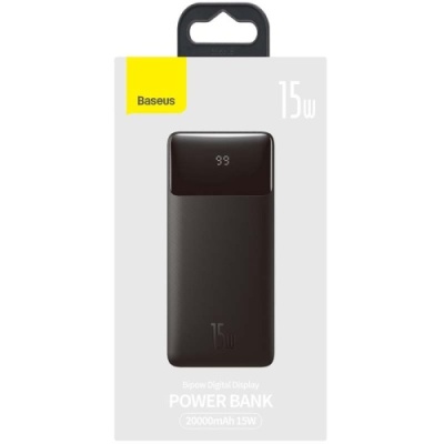 додаткова батарея power bank baseus bipow digital display 15w 20000mah overseas edition black (ppbd050101) 