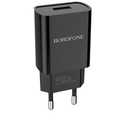 мережевий зарядний пристрій borofone ba20a 1usb/2.1a (чорний) 