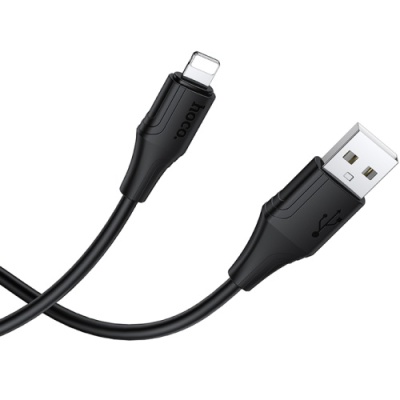 кабель hoco x124 silicone usb - lightning 2.4a/1m (чорний) 