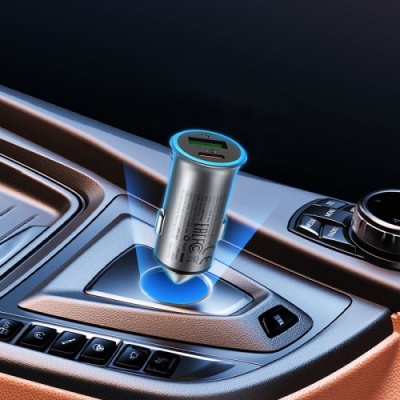 Автомобільний Зарядний Пристрій Acefast B16 PD + QC 3.0 (1 Type-C/1 USB/3A/95W) (сірий)