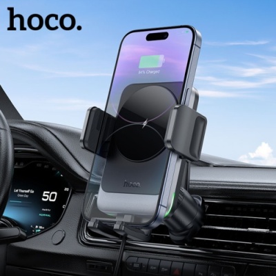 Автотримач Hoco HW13 з безпровідним зарядним пристроєм (Сірий)