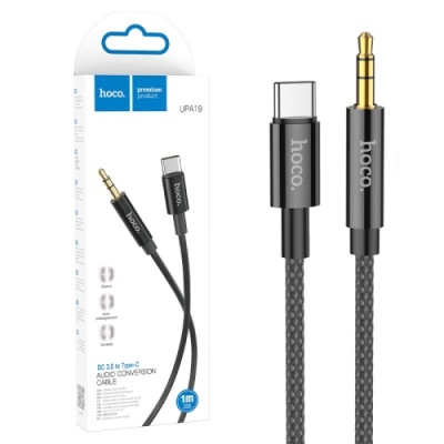 кабель aux hoco upa19 3.5mm(male) - type-c(male) 1m (чорний) 