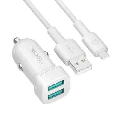 Автомобільний Зарядний Пристрій Ridea RCC-21212 Grand 2USB/2.4A + (USB - Type-C) (Білий)