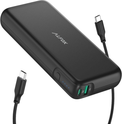 додаткова батарея power bank alfox af-pb007 pd100w+qc3.0 18w 30000 mah (чорний) 