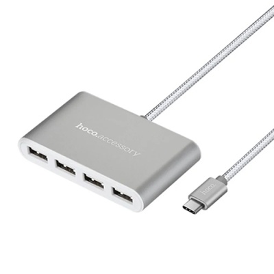 usb hub hoco hb3 4usb (сталевий) 