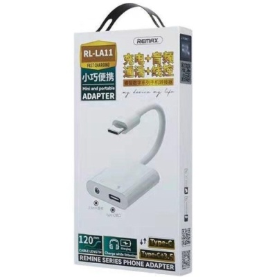 перехідник remax rl-la11 remine type-c - 3.5mm aux + type-c (білий) 