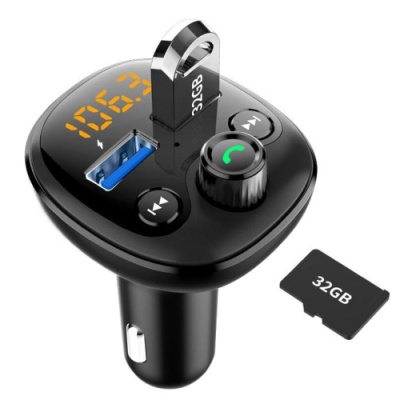 FM Модулятор SkyDolphin SZ20 Bluetooth/TF Card/LED/2USB/3.1A/15.5W (Чорний)