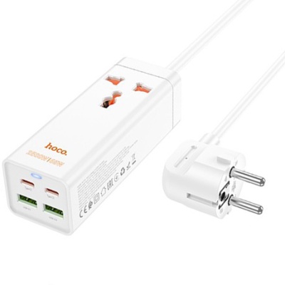 мережевий подовжувач hoco ac10a pd65w (2usb/2type-c/1xsocket) (білий) 