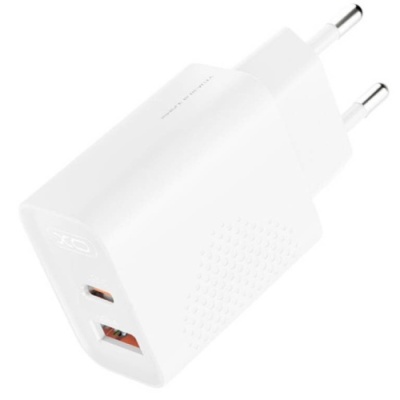 мережевий зарядний пристрій xo l161 1usb/18w/qc3.0 + 1type-c/20w/pd + (type-c - type-c) (бiлий) 