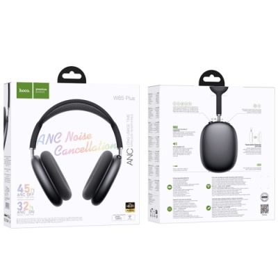 бездротові навушники накладні hoco w65 plus 45h happy anc (deep space gray) 