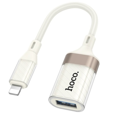 перехідник otg hoco ua39 lightning - usb (білий apricot) 