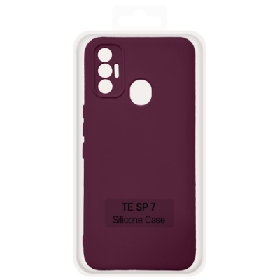 Купить чохол soft silicone case full для tecno spark 7 (бордовий) онлайн
