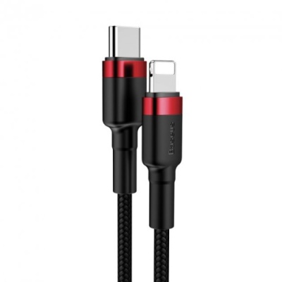 кабель baseus cafule (pd) type-c - lightning 20w/1m (catlklf-91) (red-black) 