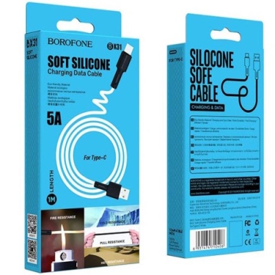 кабель borofone bx31 silicone usb - type-c 3.0a/1m (білий) 