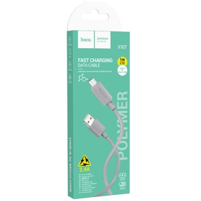 кабель hoco x107 usb - microusb 2.4a/1m (сірий) 